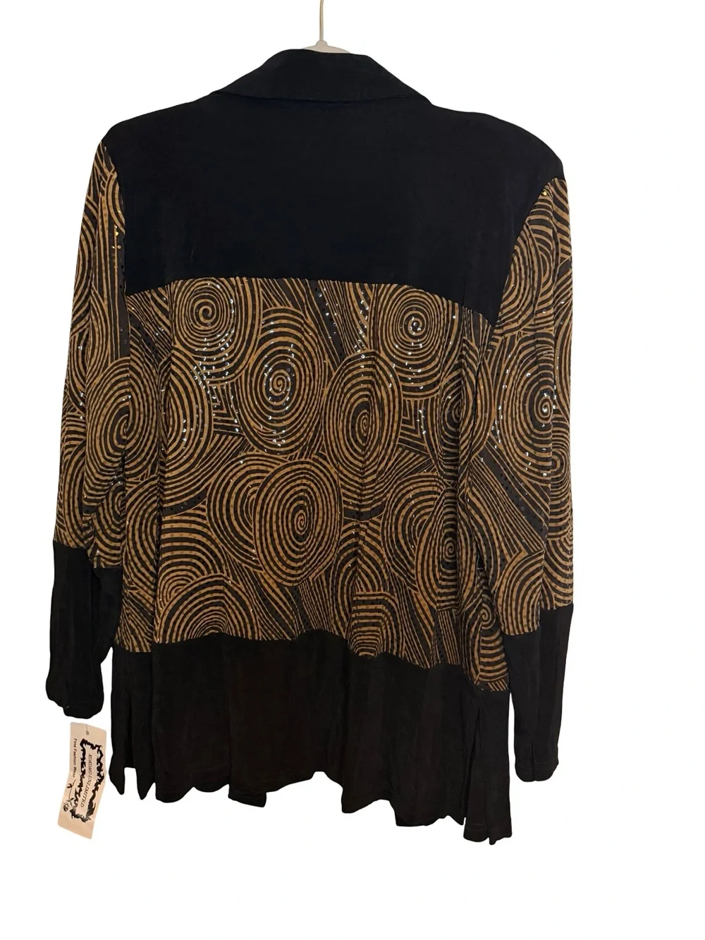 NWT Kokomo Unlimited Vintage Blouse Black Gold Swirl Sequin XL 90s Art Wear - Picture 8 of 12